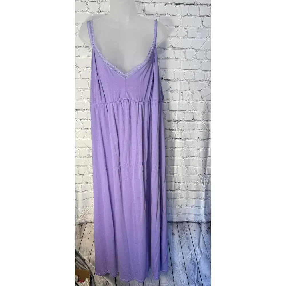 Avenue Body Lavender Sleeveless Spaghetti Straps V Neck Maxi Nightgown 30/32 - Picture 8 of 9